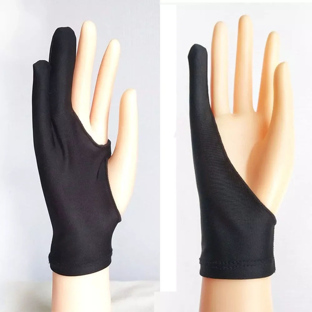 

Black Single/Three-layer Artist Drawing Glove for Graphics Drawing Table 1/2 Finger Anti-Fouling Both for Right and Left Hand