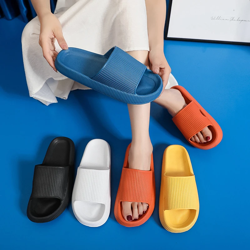 Slippers Women Thick Platform Shoes Indoor Bathroom Slipper Soft EVA Anti-Slip Home Floor Slides Ladies Summer Shoes Men