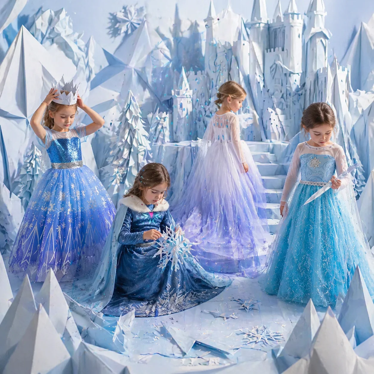 Фото Платье из тюля с кристаллами Muababy Frozen Sisters для девочек, костюм Эльзы и Анны, праздничный наряд для дня рождения, карнавала, 2-8 лет №1