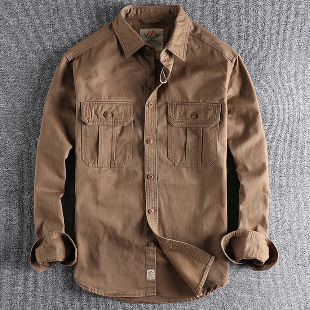 High Quality Army Style Military Shirt For Men Europ Designer Long Sleeved Mens Shirts Outdoor Casual Topwear Clothes Streetwear