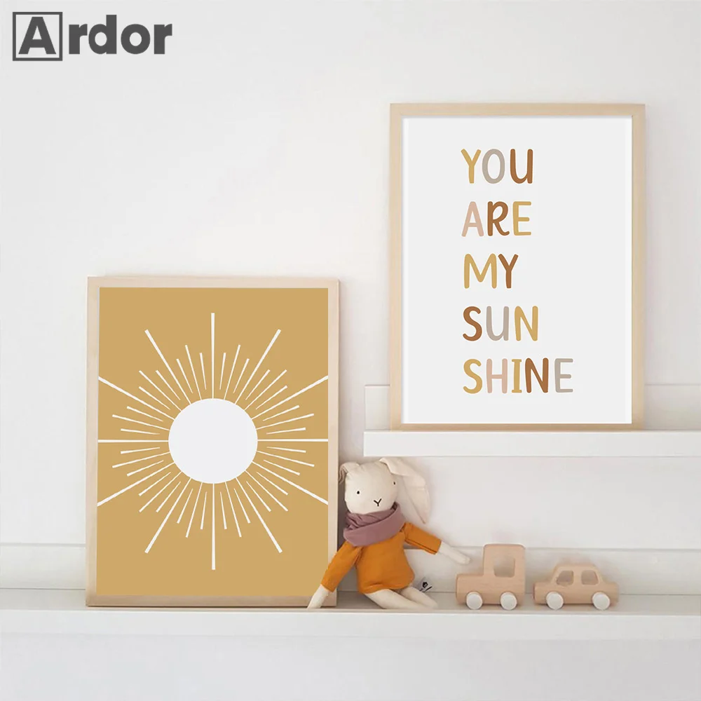 

Nursery Wall Prints You Are My Sunshine Quotes Canvas Art Painting Sun Print Poster Nordic Wall Pictures Kids Baby Room Decor