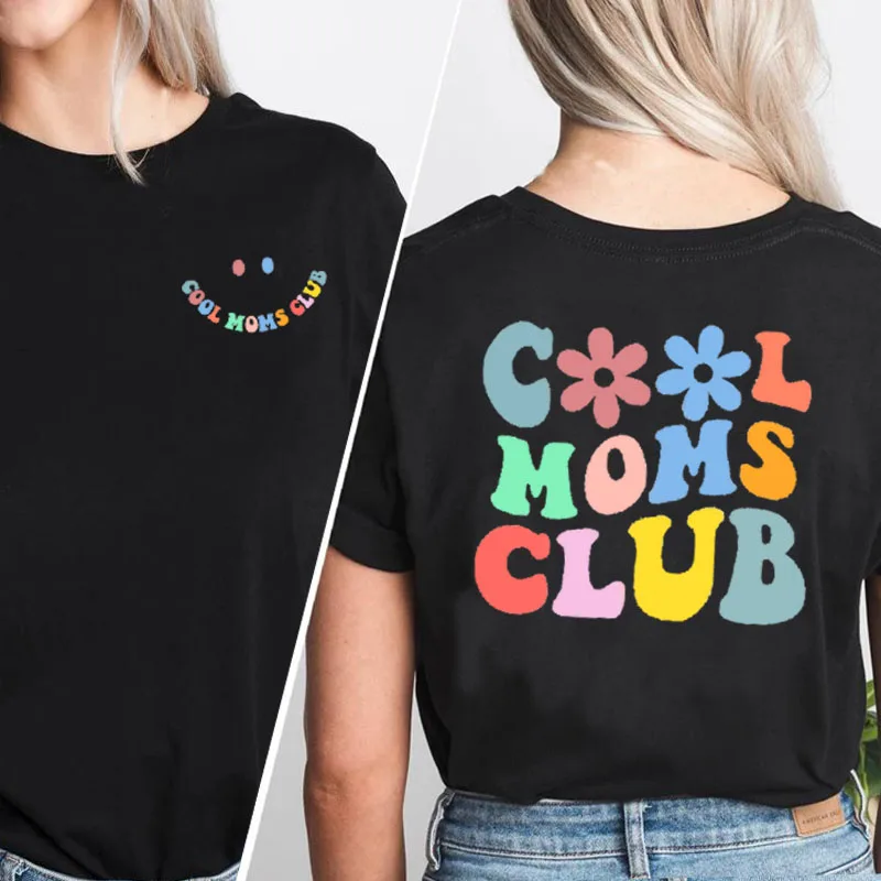 

Cool Moms Club Printed T-shirt Mama Mothers Day T Shirt Cotton Short Sleeve Casual Tees Female Clothing Women's Cotton T-shirt