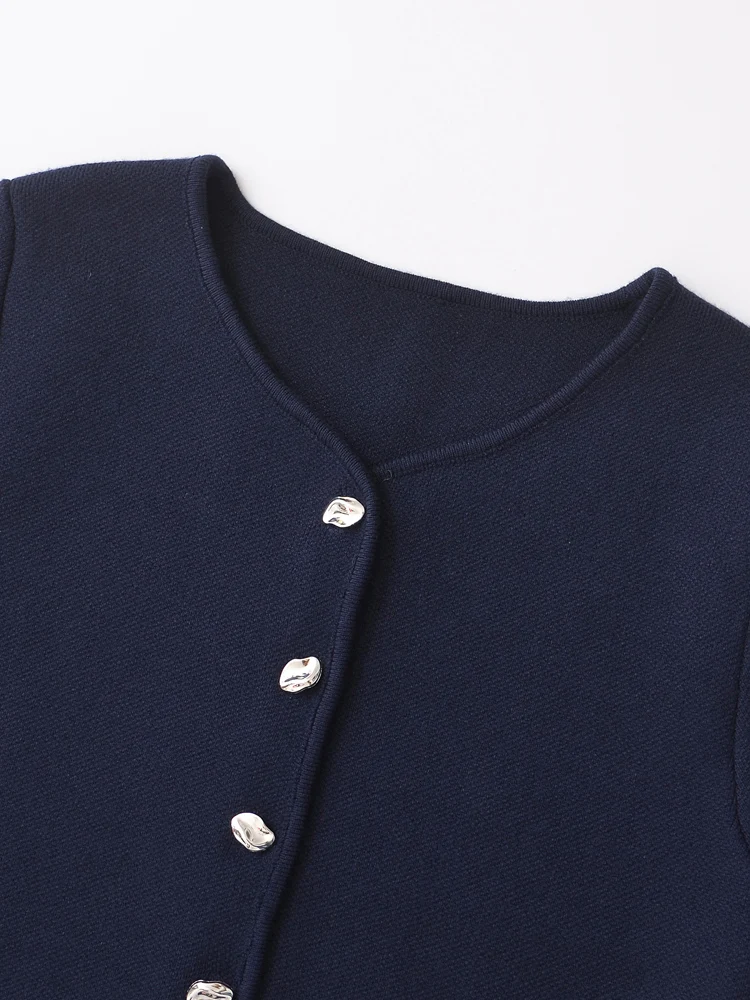 Женский винтажный кардиган на пуговицах с круглым вырезом и коротким рукавом