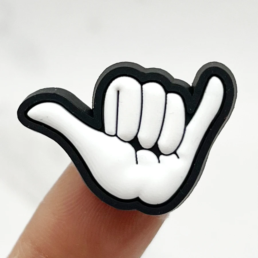 Novelty 1pcs Cartoon Victory Gesture PVC Shoe Charm Accessories Diy Shoe Buckle Decor Flower Fit Pins Croc Charms JIBZ Kid Gift