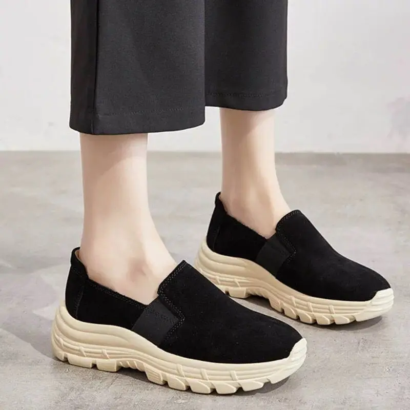 Women Shoes Casual Sneakers Female Fashion Genuine Leather Loafers Brand Wedges Designer Platform for   Size 35-43