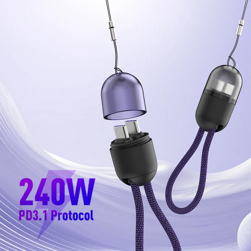 Кабель Для Быстрой Зарядки PD 240 Вт С Разъемом Type-C — Шнур Передачи Данных 20 См USB-C