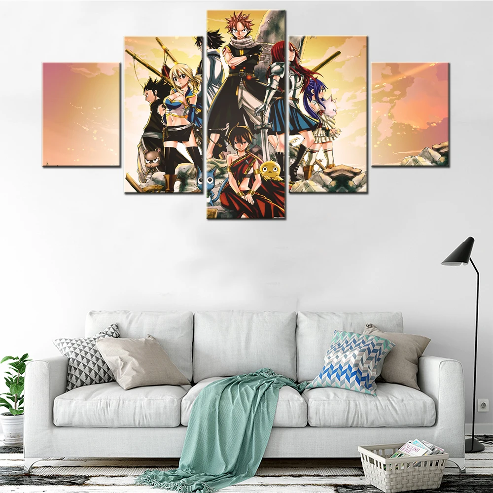 

5 Panel Modern Printed Poster Anime Fairy Tail Hd Paintings Canvas Wall Art for Home Decorations Wall Decor Artwork Picture