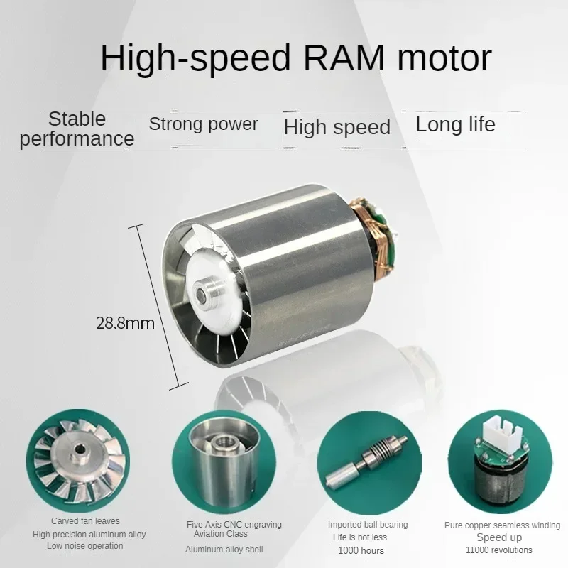 Фото DC 7,4 В 130000 Сверхвысокоскоростной 3-фазный бесщеточный двигатель BLDC RPM, оснащенный канальным вентилятором с крыльчаткой из алюминиевого сплава №1