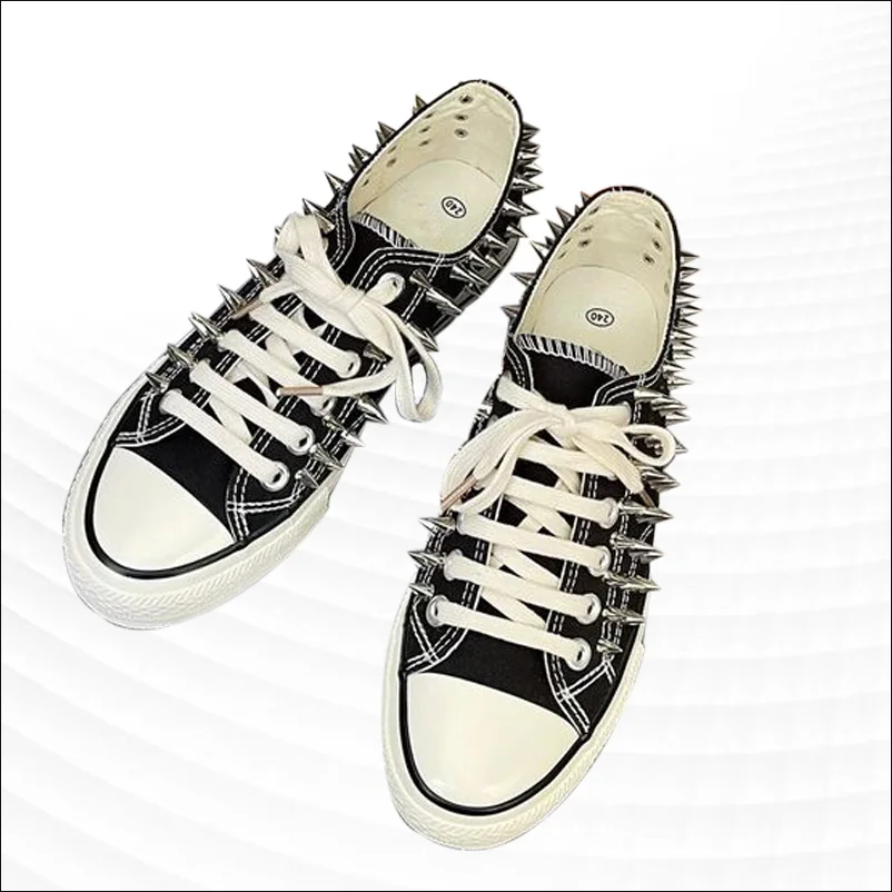 

Custom Riveted black Low top Everything Sports Leisure walking canvas shoes men's and women's shoes large size 35-40