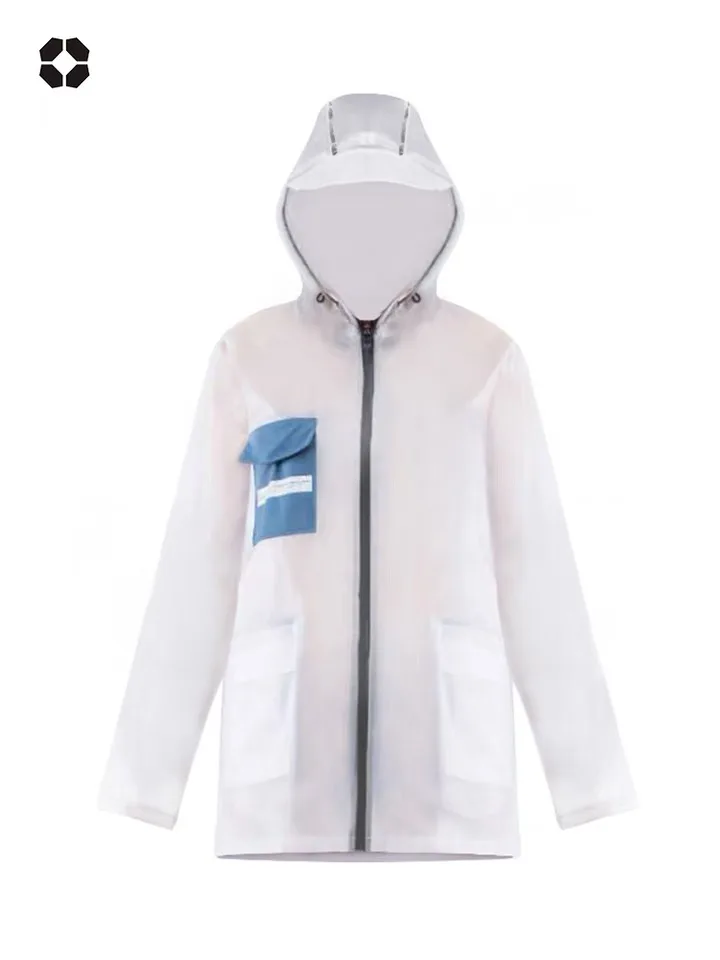 

Transparent Long Raincoat Jacket Women's Adult Poncho Rain Coat Fashion Clear Windproof Plastic Suit Outdoor Rain Jacket Gift
