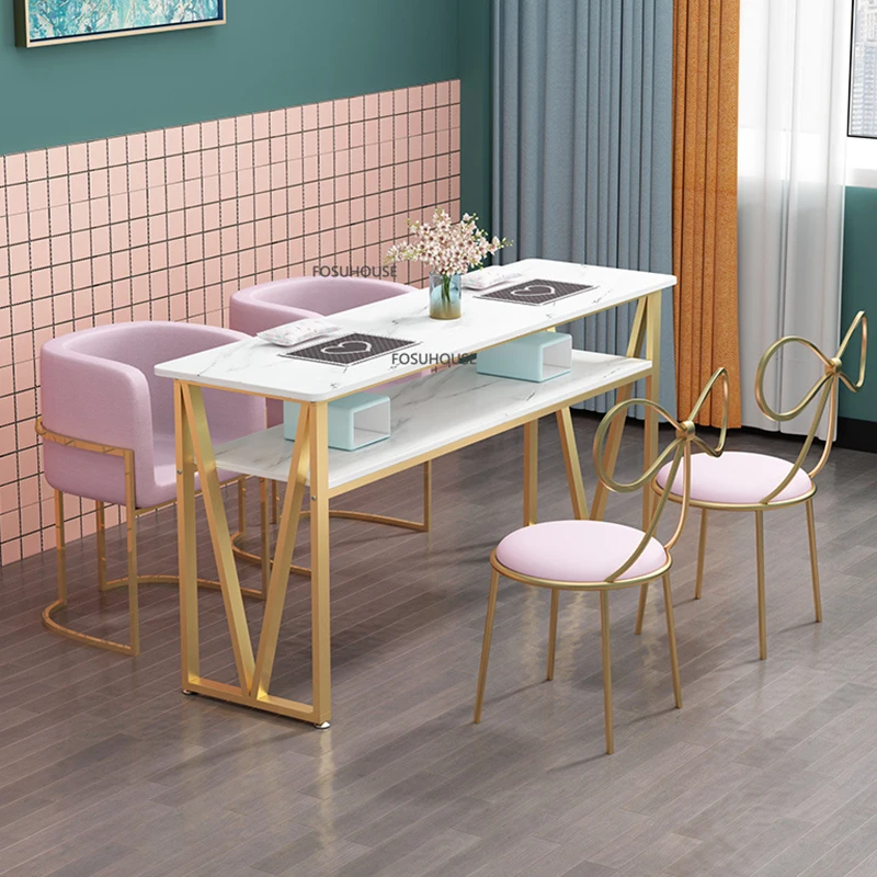 

Modern Wrought Iron Manicure Tables For Commercial Furniture Nail Table Economical Design Manicure Store Simplicity Nail Station