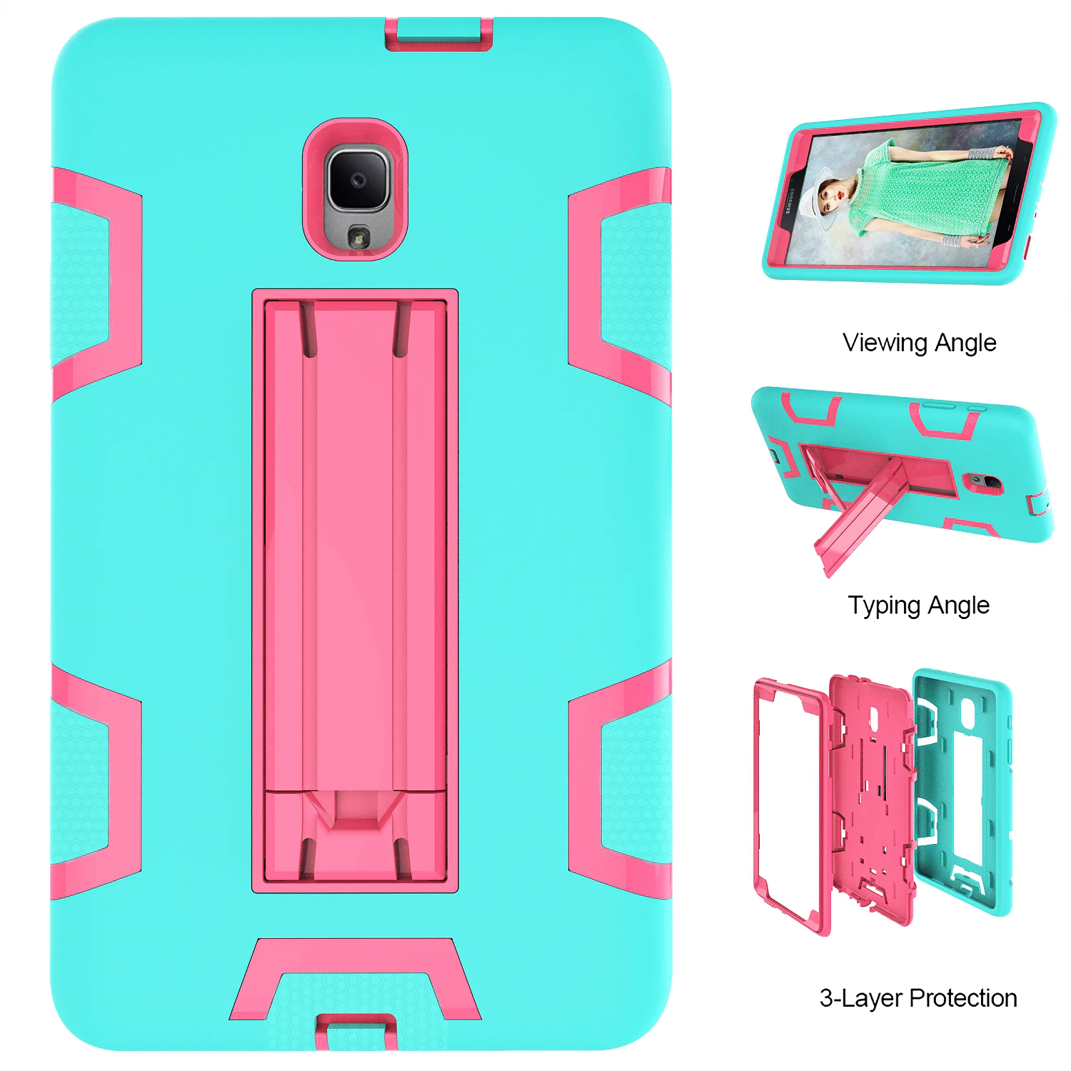 

For Samsung Galaxy Tab A 8.0 2017 T380 T385 Case Kids Safe Armor Shockproof Heavy Duty SiliconPC Stand Cover For SM-T380 SM-T385