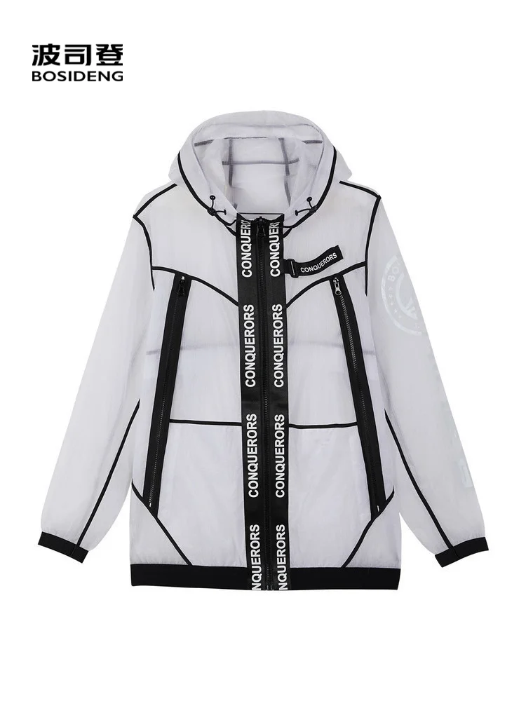 

BOSIDENG hooed Summer JACKET FOR MEN thin light coat sunproof coat high quality casual outwear B00522379
