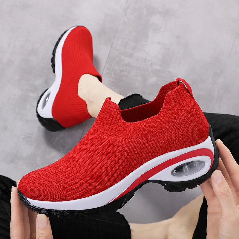 

Spring and Summer Mesh Air Cushion Rocking Shoes Women's Platform Shoes plus Size Sock Shoes Mom Shoes