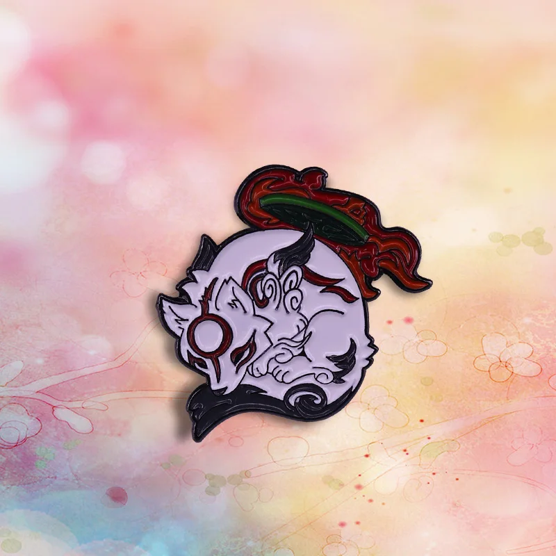 Эмалированная брошь Okami Amaterasu в виде Белого Волка богини для видеоигр искусство