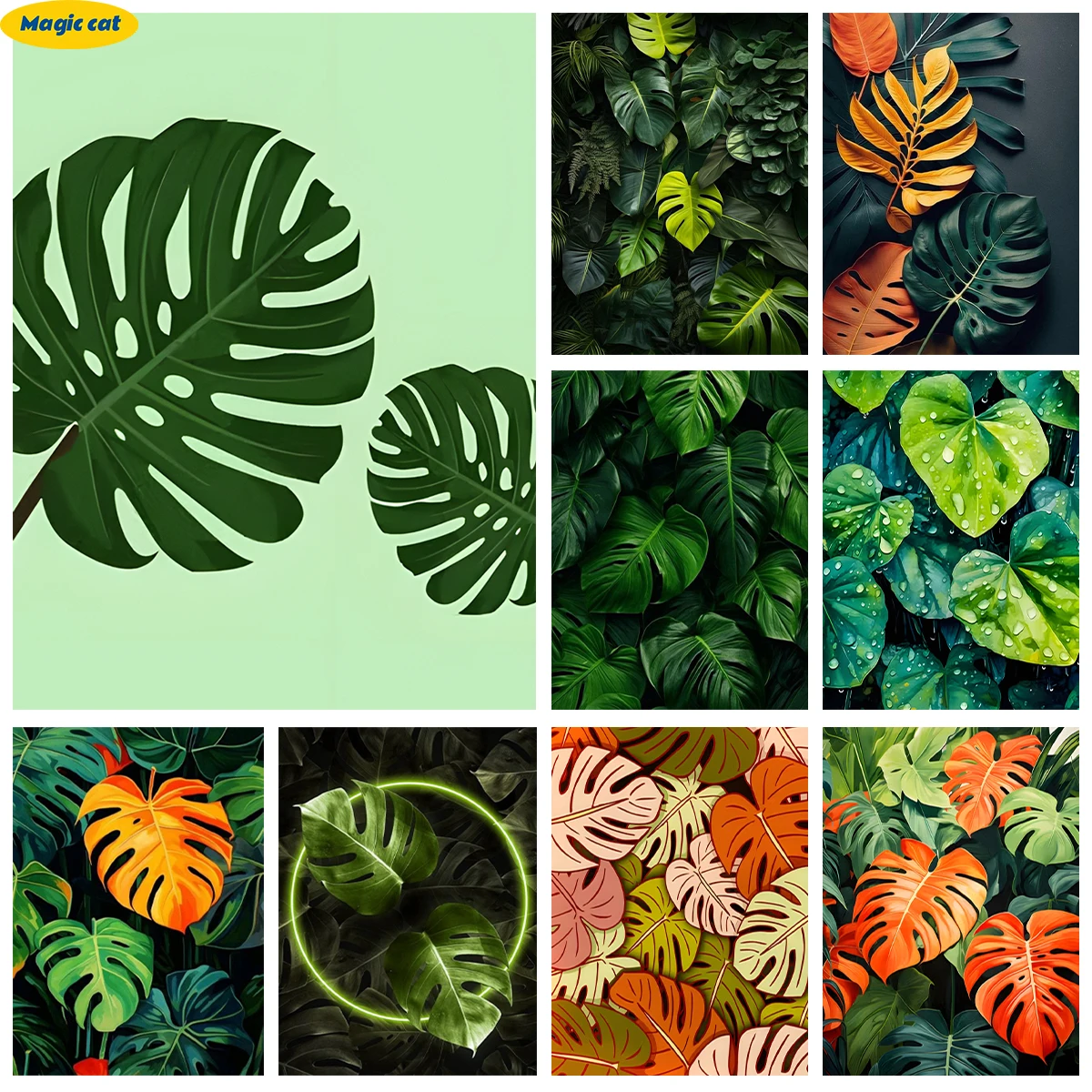 Набор для алмазной живописи Monstera fervour AB изображение листьев вышивка крестиком