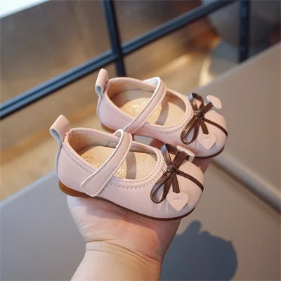 Весенне-осенняя кожаная обувь для девочек QYPZD бренд бежевого/розового цвета с