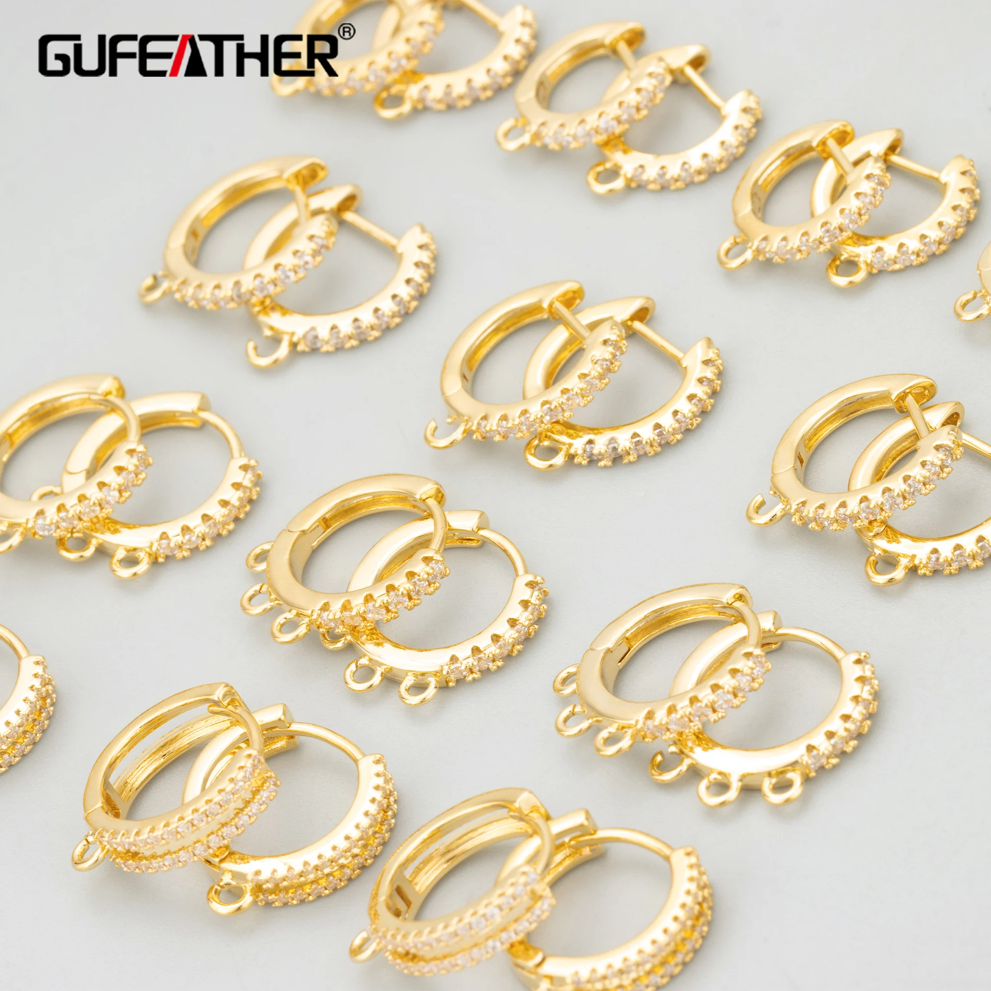Фото GUFEATHER, 6 шт./лот, MG23, ювелирные аксессуары, PVD, родиевое золото 18 карат, медь, цирконы, подвески, крючки с застежкой, изготовление ювелирных изделий №1