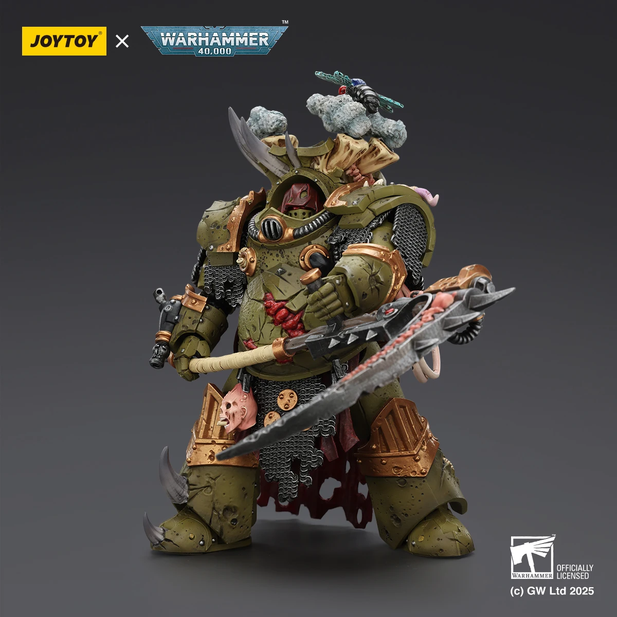 Фото Фигурка JOYTOY Warhammer 40K Death Guard Deathshroud Terminator с перчатками Manreaper Plaguespurter, коллекционная модель №4