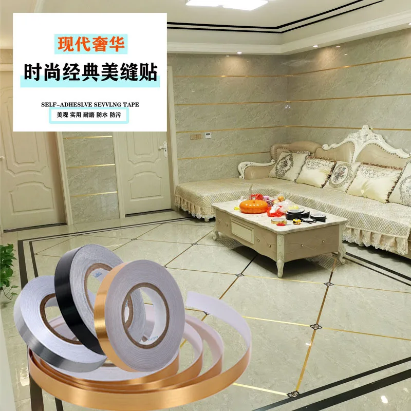 

Stainless Steel Flat Decorative Lines Wall Sticker Silver Titanium Gold Background Wall Ceiling Edge Strip Self-adhesive