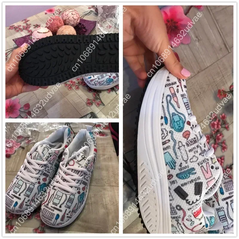 Кроссовки женские сетчатые на платформе Легкие уличные сникерсы со шнуровкой