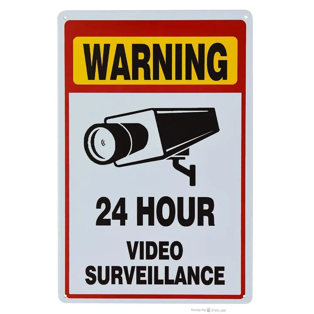 

Signs Cctv Alert 24 Or Sign, Surveillance Security | Home Warning Trespassing Hour For Tin Metal No Video Business Camera Notice