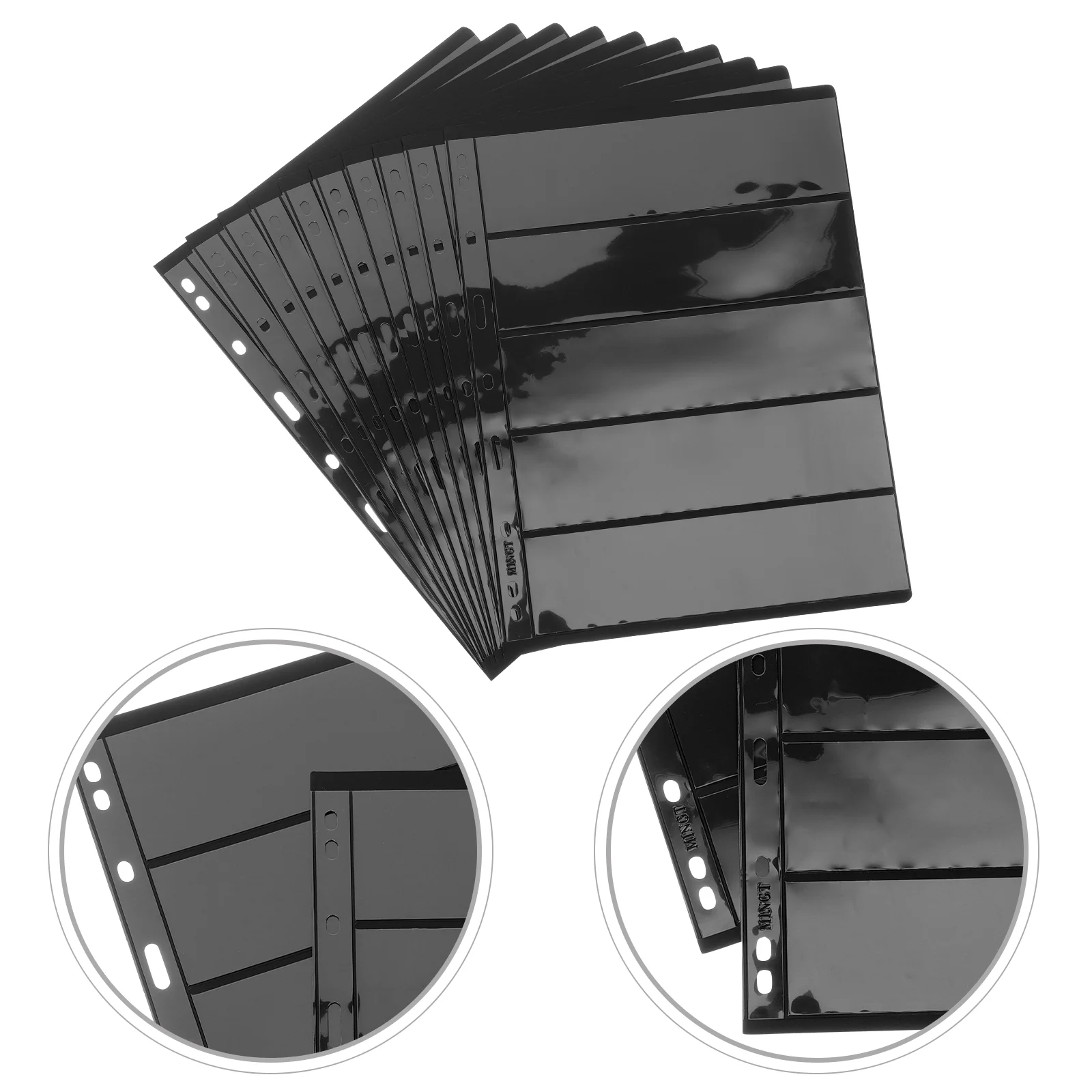 

10 Pcs Stamp Collection Loose-leaf Standard Loose-leafs Holder Black Binders Supplies Book Storage The Pet Folder A5
