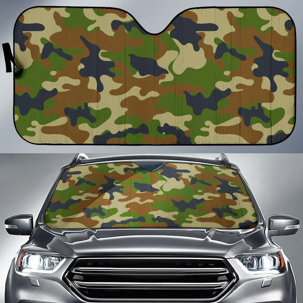 

Military Green Camouflage Print Car Sun Shade
