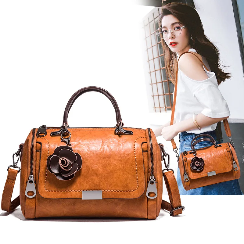 

2023 New Shoulder Bag Women's Korean Version Fashion Retro One Shoulder Oblique Cross Boston Pillow Bag Handbag