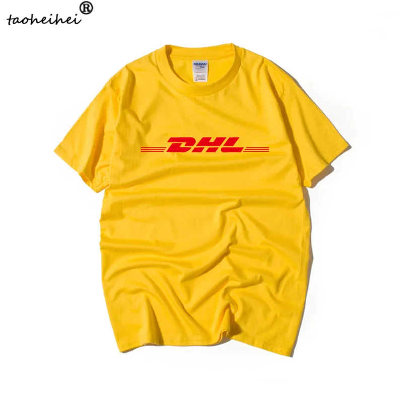 100% хлопок DHL футболки с буквенным логотипом печатные желтые коротким рукавом