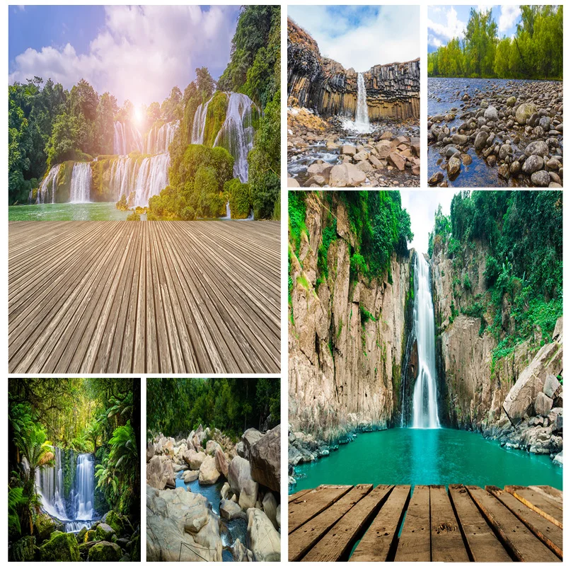 

Фоны для фотосъемки с природным пейзажем водопадом реквизит весенний пейзаж Портретные Фото фоны 21110WA-02