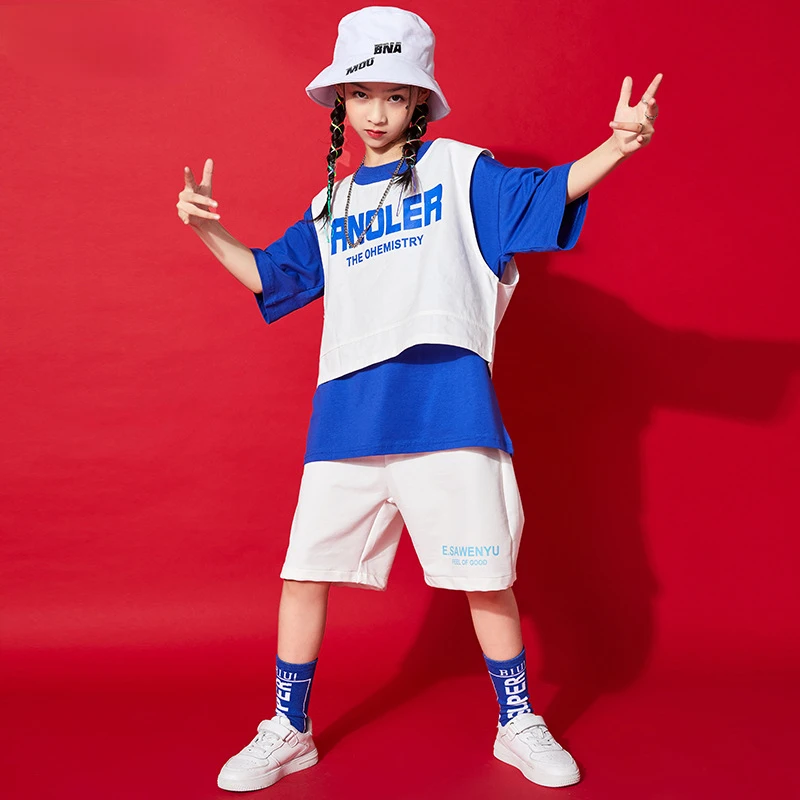 

Kids Concert Hip Hop Clothing T shirt Tops Streetwear Girls Modern Jazz dancing Outfits Ballroom Dancewear Stage Rave Clothing