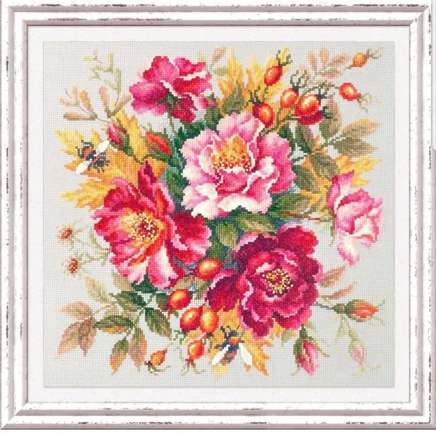 Цветущие цветы 40-40 наборы для вышивки крестиком рукоделие хлопковое полотно