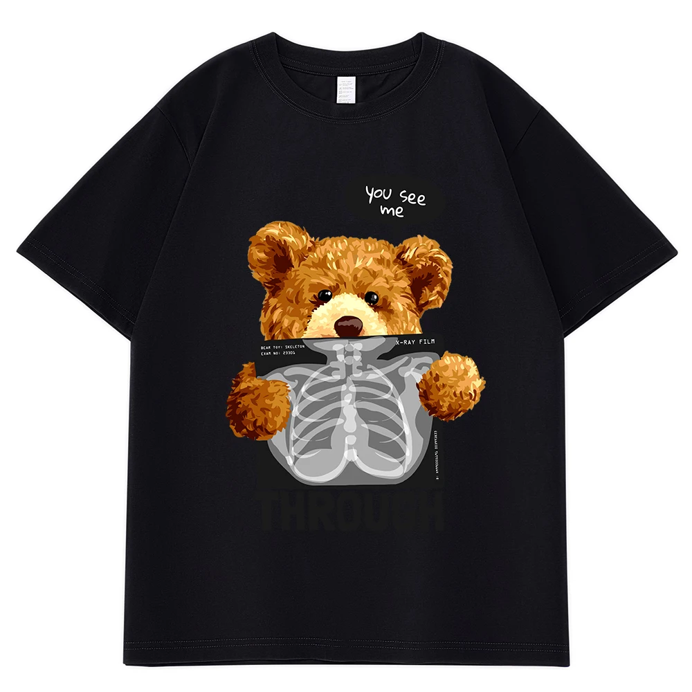 

100% Cotton Ct Teddy You See Me Through Male T-Shirts O-Neck Clothes Oversize Hip Hop T Shirt Breathable Street Short Sleeves