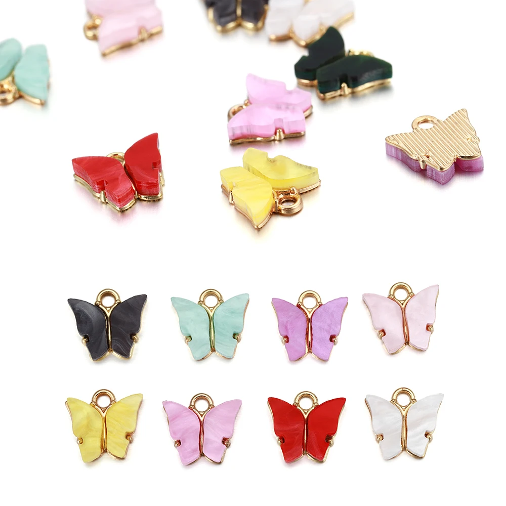 

10 шт., подвески-бабочки из смолы, 13 мм