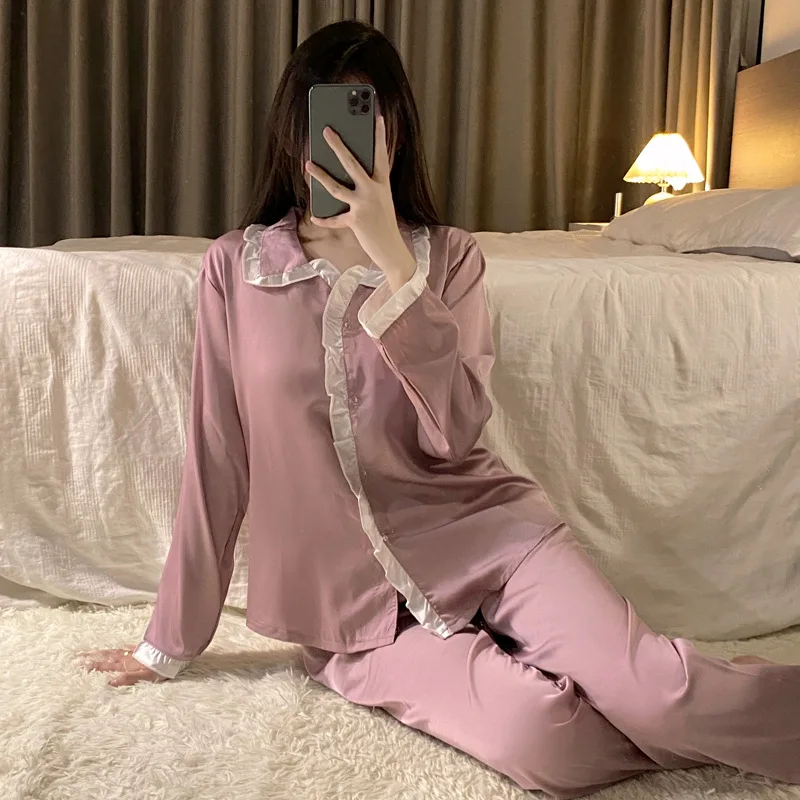 Женский костюм из двух предметов зимняя теплая пижама с длинным рукавом