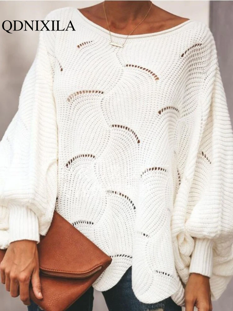 

Women's Sweater Autumn Winter 2023 New Knitwear Round Neck Solid Loose Casual Pullovers Women's Long Sleeve Top Female Clothing