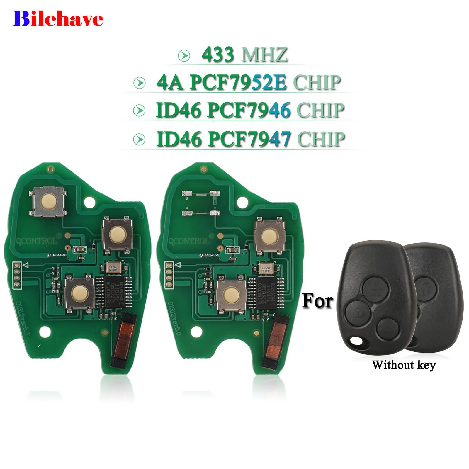 

jingyuqin 2/3 Buttons For Renault Clio Scenic Kangoo Megane Remote Key Circuit Board 434Mhz PCF7952E 4A ID46 PCF7946/47 Chip Fob