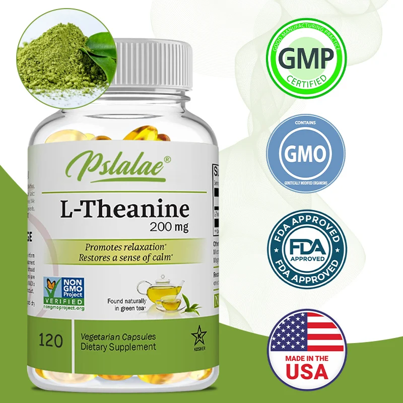 

L-Theanine Capsules 200 Mg 120 Vegetarian Supplement Supports Healthy Mood & Improves Focus Relieves Stress