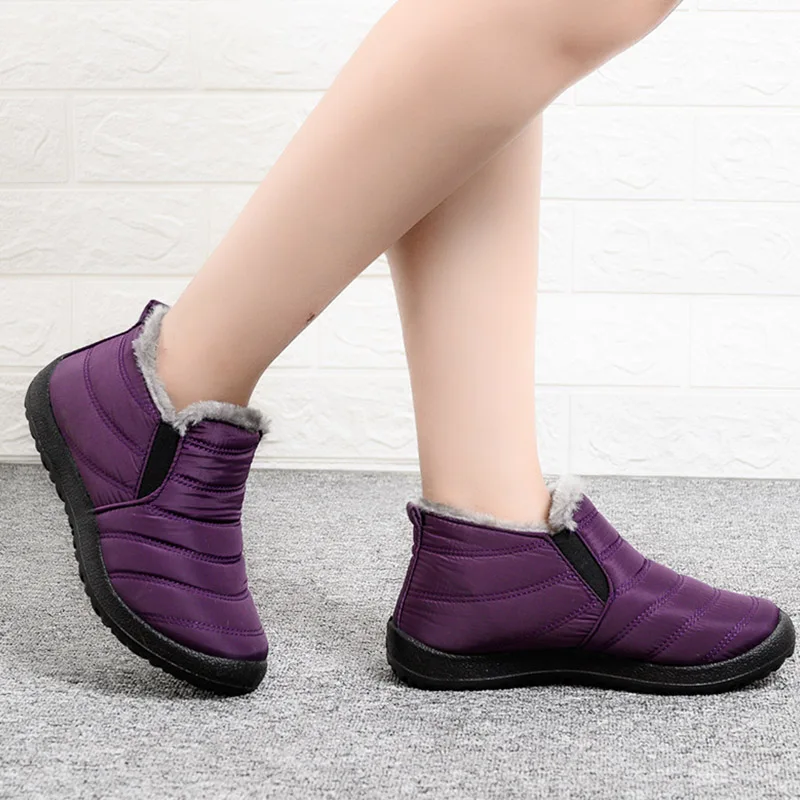 

Snow Boots Women Waterproof Winter Warm Plus Velvet Snow Shoes Flat Casual Winter Shoes Ankle Boots Women Plus Size Couple Shoes