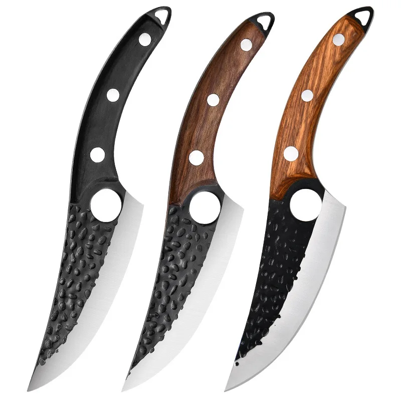 

1PC Hand Forging Hammer Pattern Slaughtering Machete Commercial Meat Knife bone Removal Knife Hunting Knife K01