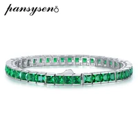 pansysen vintage 925 sterling silver emerald ruby sapphire gemstone charm bracelets bangle for women men party fine jewelry gift