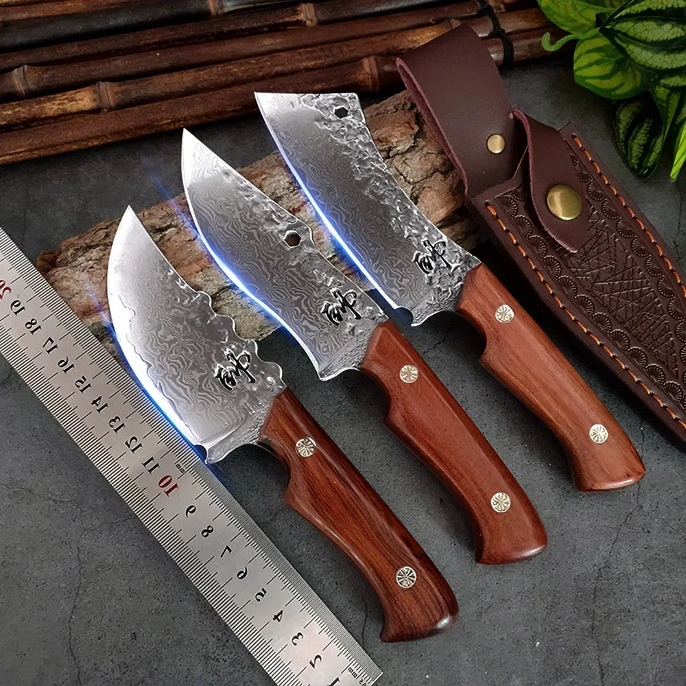 Boning Butcher Knife Fish Fruit Vegetables Kitcher Knives Wood Handle Utility Chef Damascus Cleaver Meat Slicing