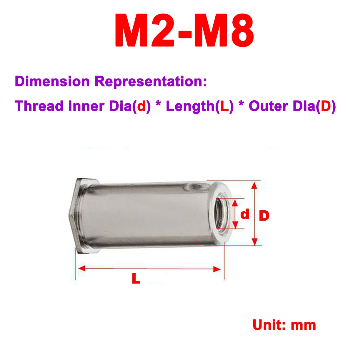 

304 Stainless Steel Blind Hole Rivet Nut M2M2.5M3M4M5M6M8