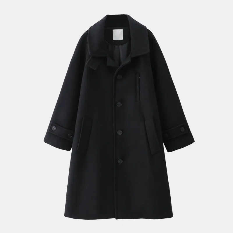 PFNW Высококачественный длинный твидовый шерстяной флисовый мужской плащ длиной