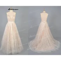 robe longue Wedding Dress Sequin Patterned Wedding Ball Gown Plunging V neck Spaghetti Straps vestido de novia
