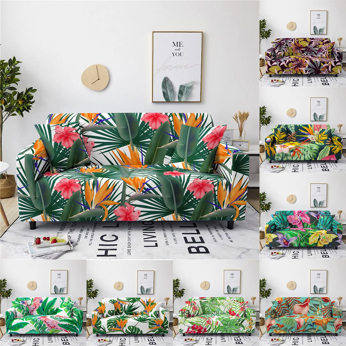 

Tropical Rainforest Pattern Four Seasons Universal Elastic Sofa Cover Sheet 1.2.3.4 Seat Sofa Combination Dust Proof Sofa Cover