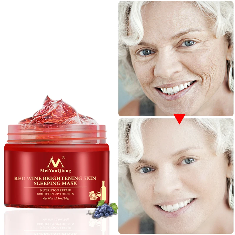50g Korea Red Wine Essence Sleeping Facial Mask Gel Whitening Cream Moisturizing Night Cream Aging Nutrition Brighten Face