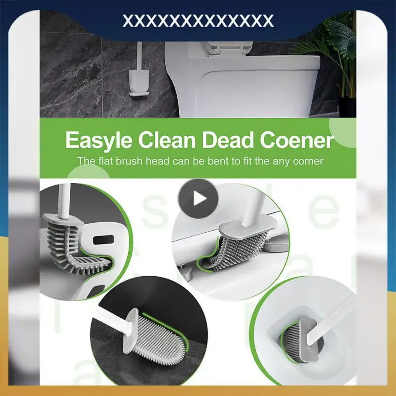 

Toilet Bowl Cleaner Brush Holder Non Dead Corner Flat Head Flexible Soft Bristles Brush Wall Hanging Silicone Wc Flat Head