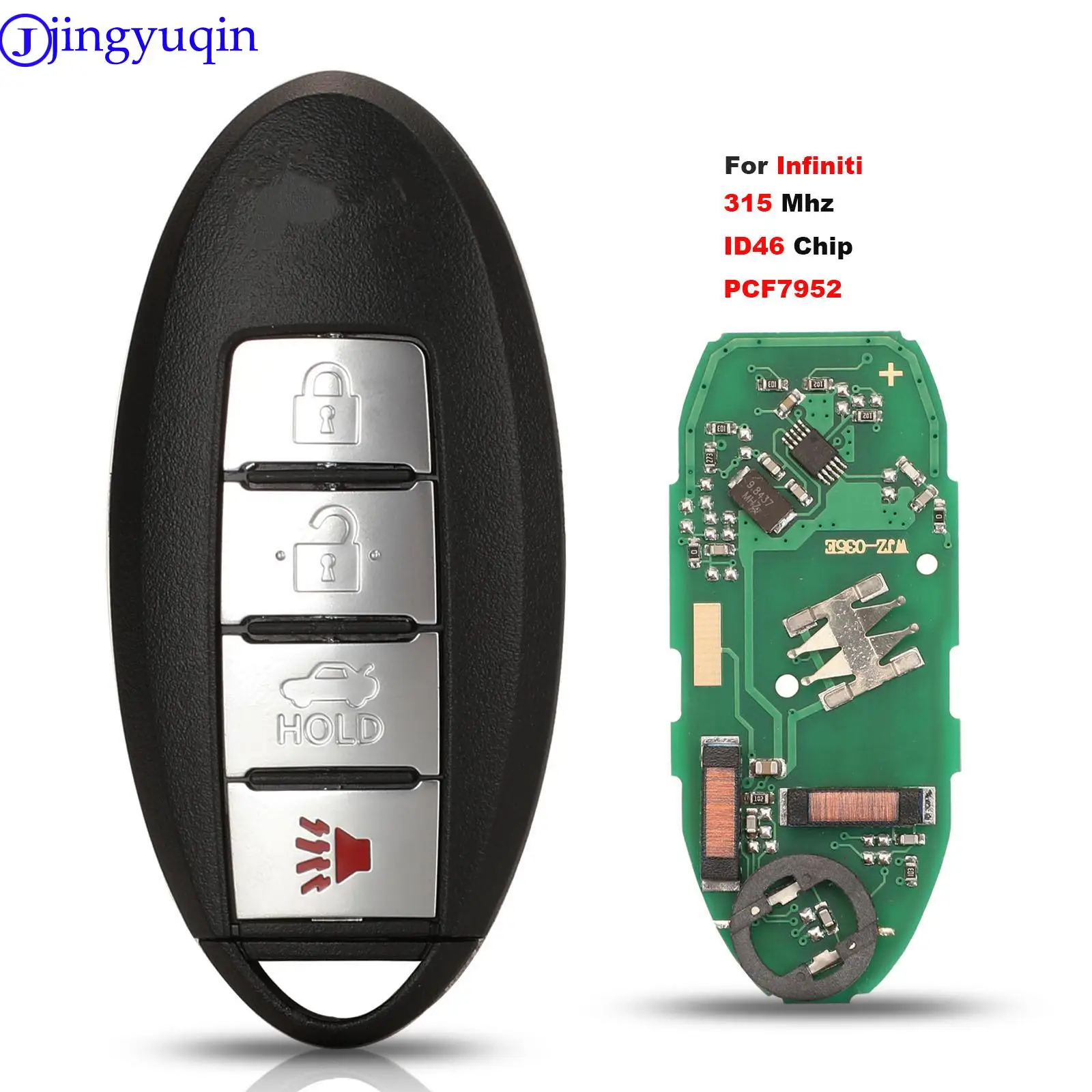 Jingyuqin telecomando Smart Key Fob Control per INFINITI FX35/50 G25/35/37 Q40/60 QX70 2014-2018 315MHZ ID46/PCF7952 Chip